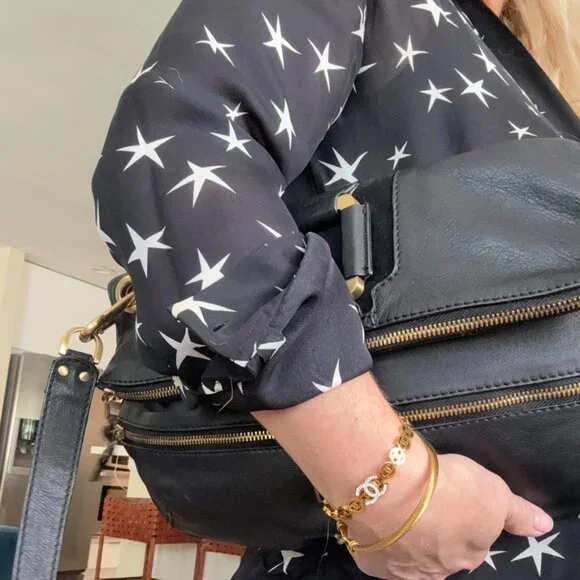 Jimmy Choo Black Leather Mave Foldover Clutch Carry Bag Authentic - Picture 3 of 17